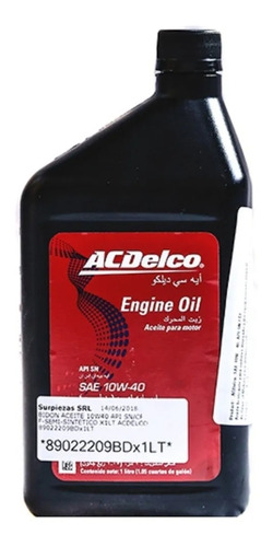 DELCO ACEITE 10W40 ROJO 1 LITR